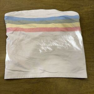American Eagle Medium Tube Top Off white with pastel Rainbow
